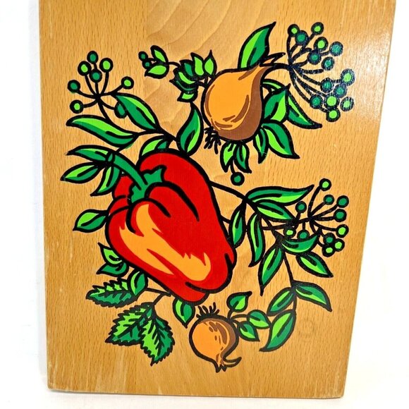 Vintage Wood Cutting Board Vegetables with Hanging Strap Made in Yugoslavia - Picture 2 of 4